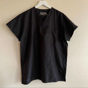 TISCRUBS Mens Scrub Top Black Size M
